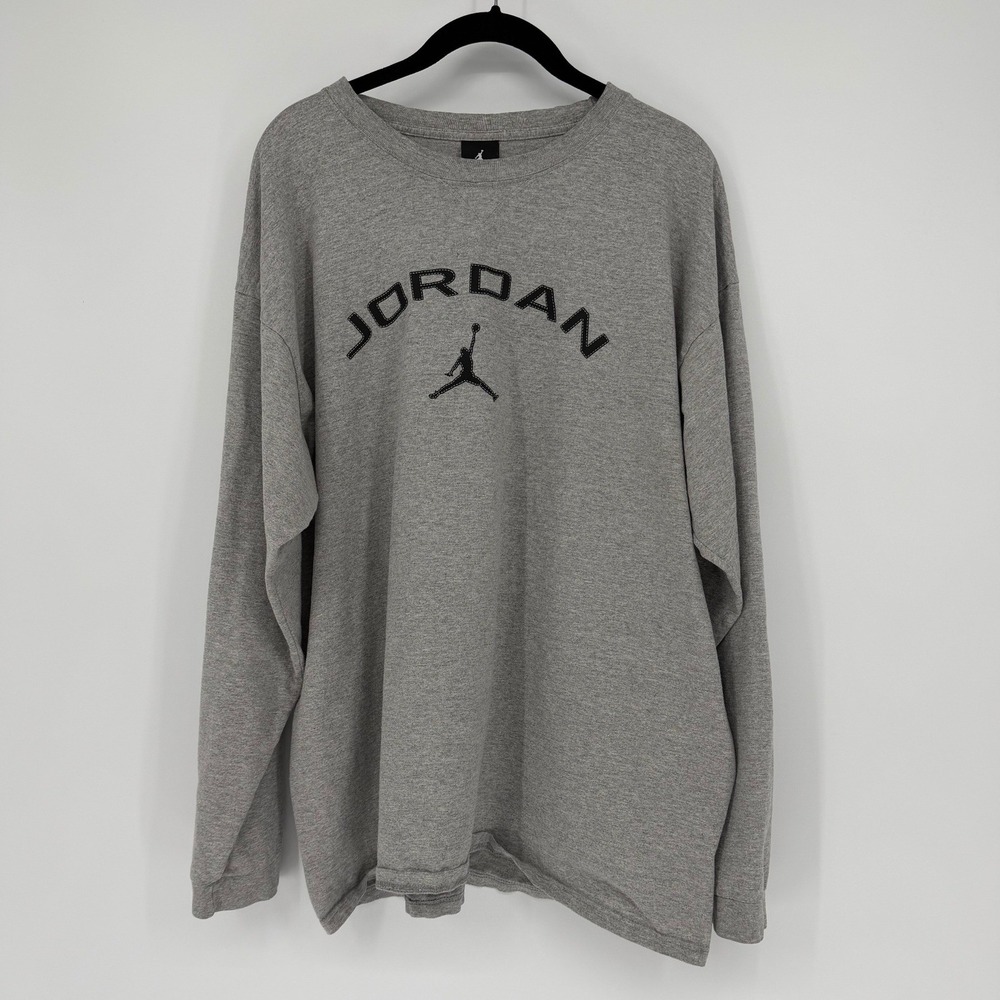 Jordan Mens Long Sleeve T-Shirt Heather Gray Jumpman Logo XL RN56323